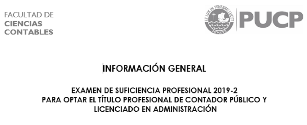 Examen De Suficiencia Profesional 19 2 Facultad De Ciencias Contables Pucp