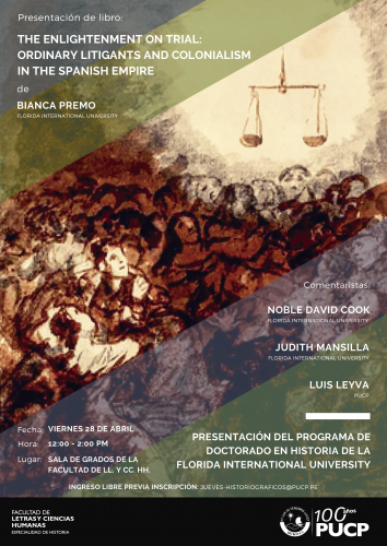 Presentación de libro «THE ENLIGHTENMENT ON TRIAL: ORDINARY LITIGANTS AND COLONIALISM IN THE SPANISH EMPIRE»