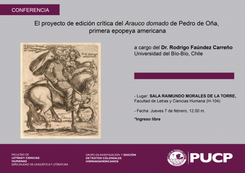 Conferencia | El proyecto de edición crítica del Arauco domado de Pedro de Oña,  primera epopeya americana