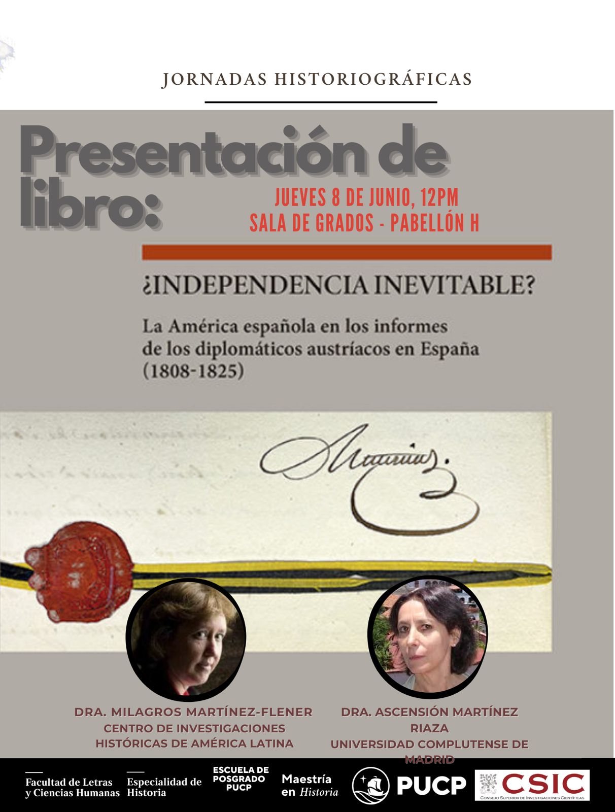 Presentación de libro | ¿Independencia inevitable? La América Española en los informes de los diplomáticos austriacos en España (1808-1825)