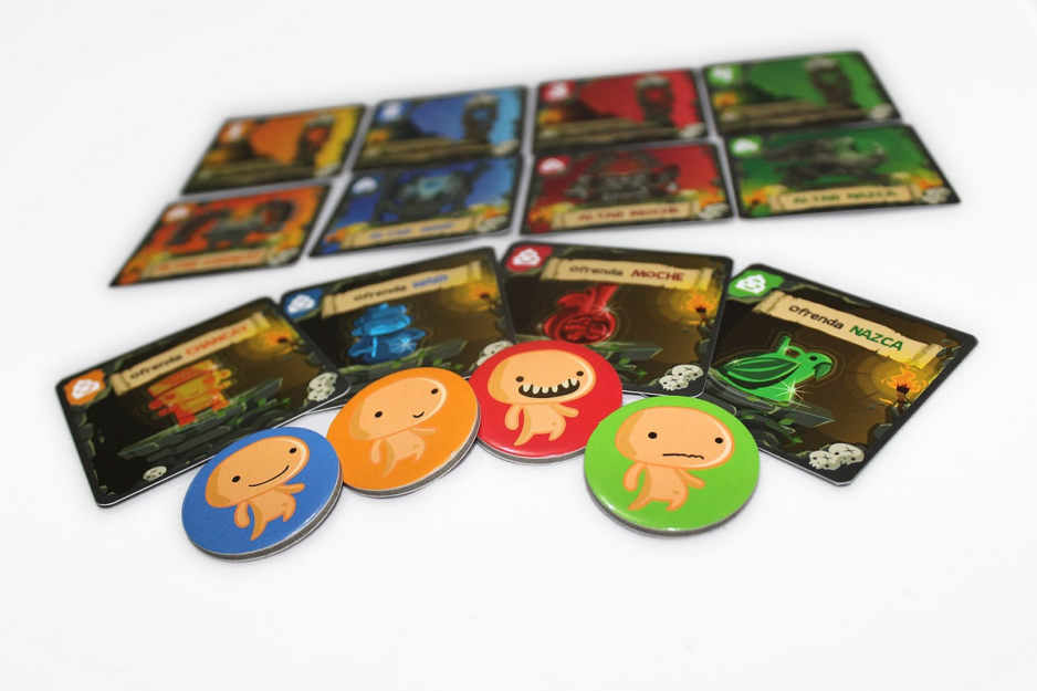 Imagen del tablero y las fichas del juego Kontikis Adventure