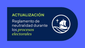 Gráfica que dice "Reglamento de neutralidad PUCP durante los procesos electorales" junto al logo de la universidad