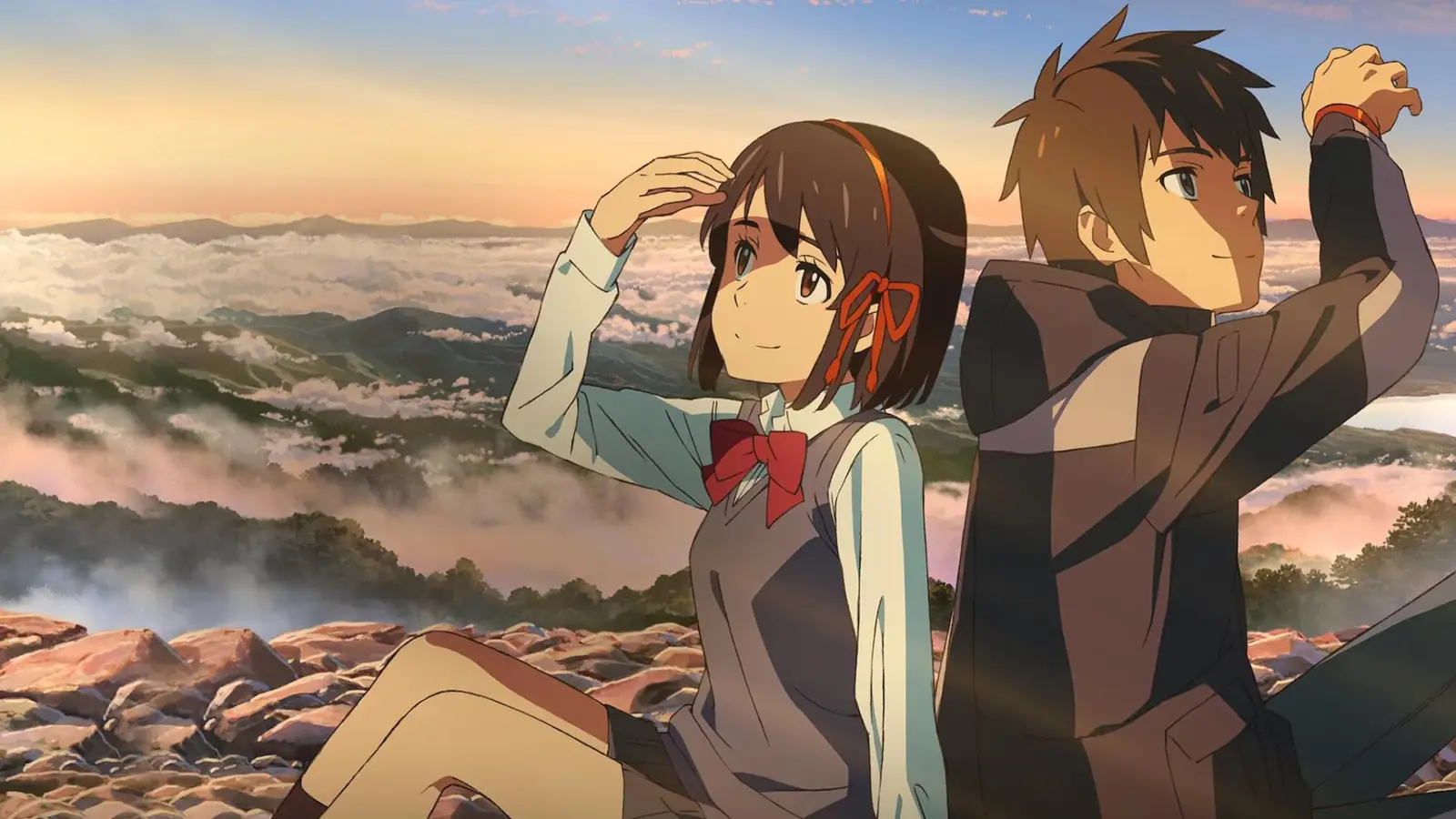 Mitsuha y Taki, protagonistas de Your Name,.